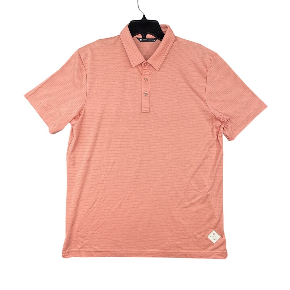 Travis‎ Mathew Polo Shirt Mens L Coral Golf Performance Short Sleeve Stretch